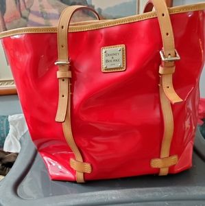 Dooney & Burke shiny patent red shoulder purse